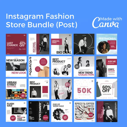 Downloadable Instagram Fashion Store 100 Pages Bundle by Anti Spier
