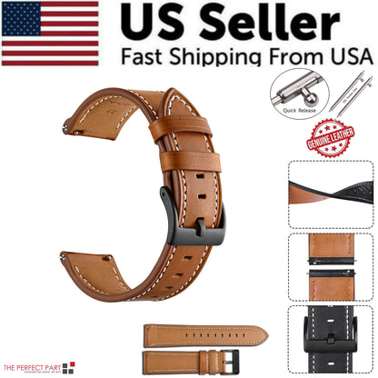 18mm 20mm 22mm Classic Genuine Leather Watch Band Strap Quick Release Wristband by Anti Spier
