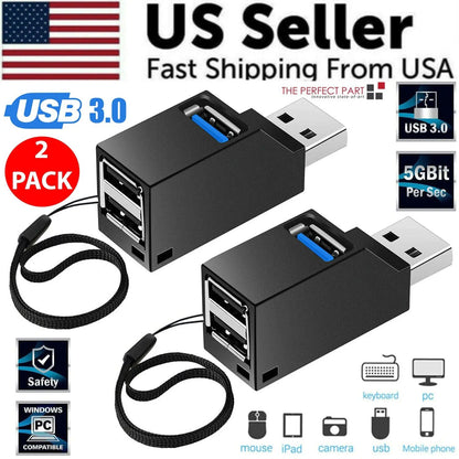 2 Pcs 3 Port USB 3.0 Hub Portable High Speed Splitter Box For PC Notebook Laptop by Anti Spier