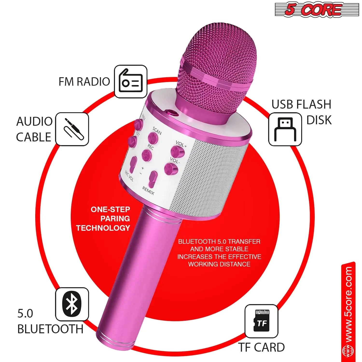 5Core Wireless Karaoke Microphone Bluetooth Mic Portable Handheld Microfonos Inalambricos by Anti Spier