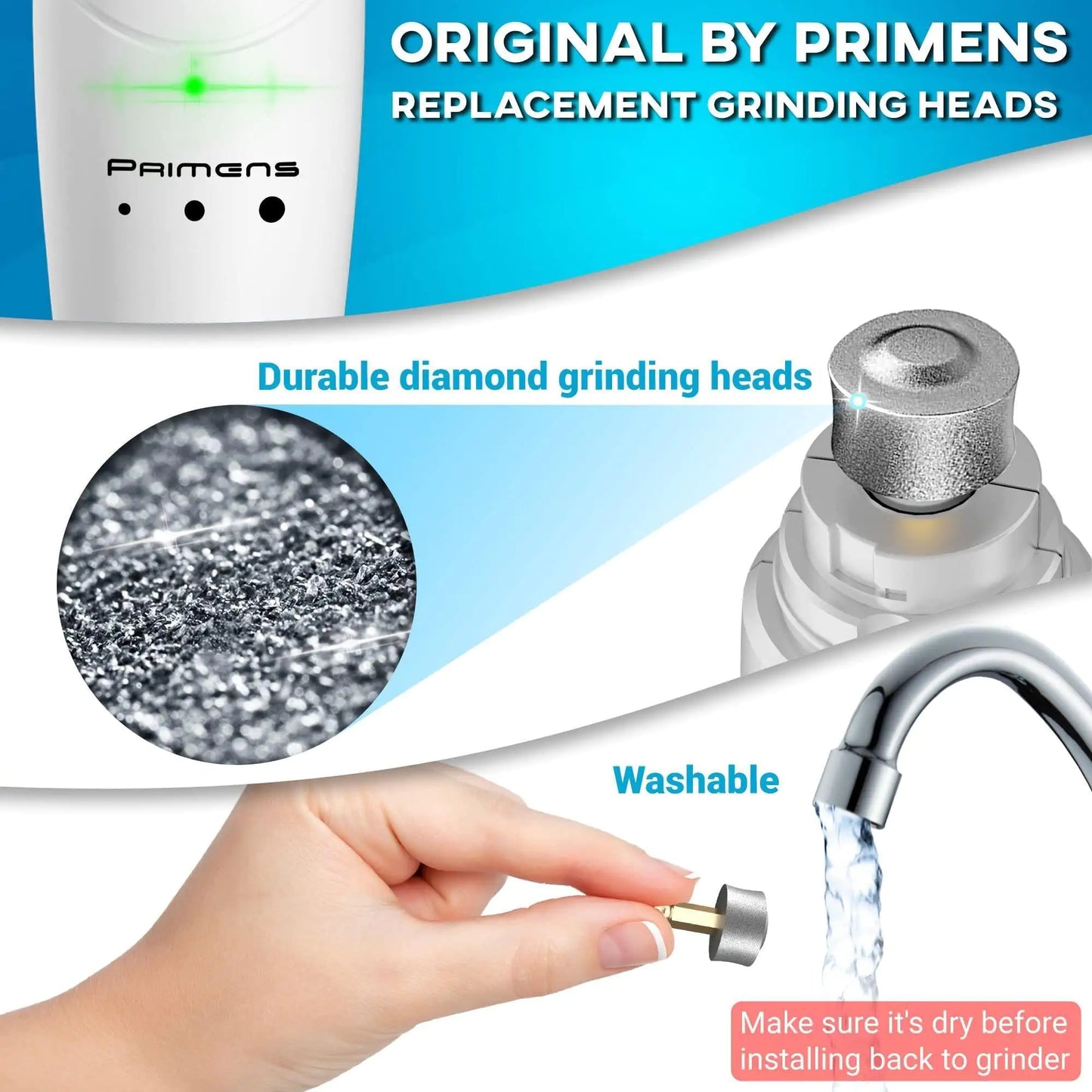 Primens Professional Dog Nail Grinder Replacement Head Pack of 3 Bits Tip by Anti Spier