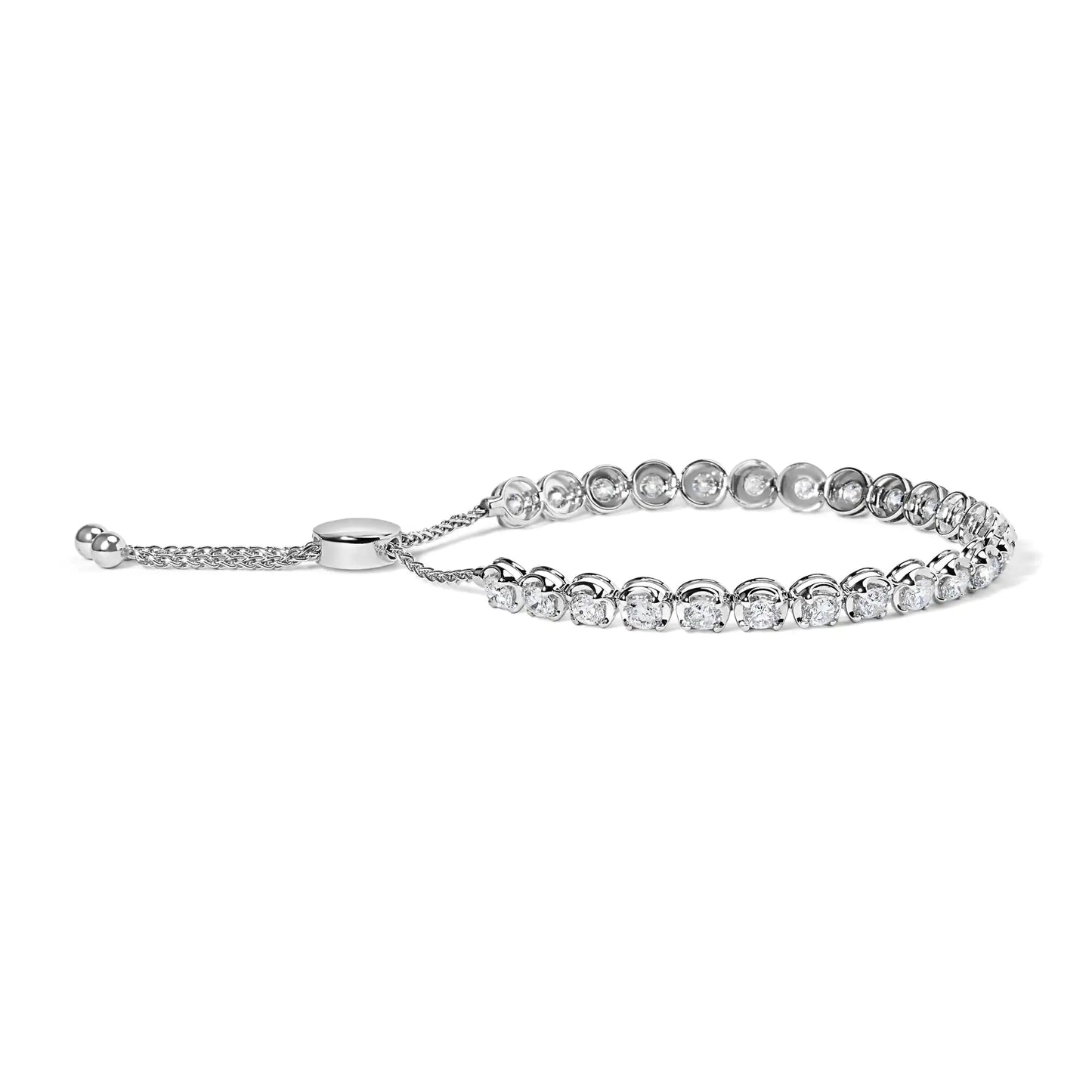 14K White Gold 6.00 Cttw Diamond 4”-10” Adjustable Bolo Tennis Bracelet (I-J Color, I1-I2 Clarity) by Anti Spier