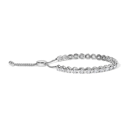 14K White Gold 6.00 Cttw Diamond 4”-10” Adjustable Bolo Tennis Bracelet (I-J Color, I1-I2 Clarity) by Anti Spier