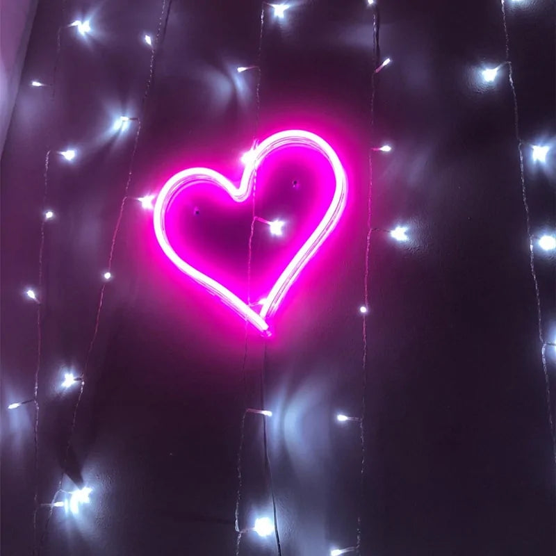 Big Heart Shape Neon Sign Wall Hanging Light - 38cm, USB Powered by Anti Spier