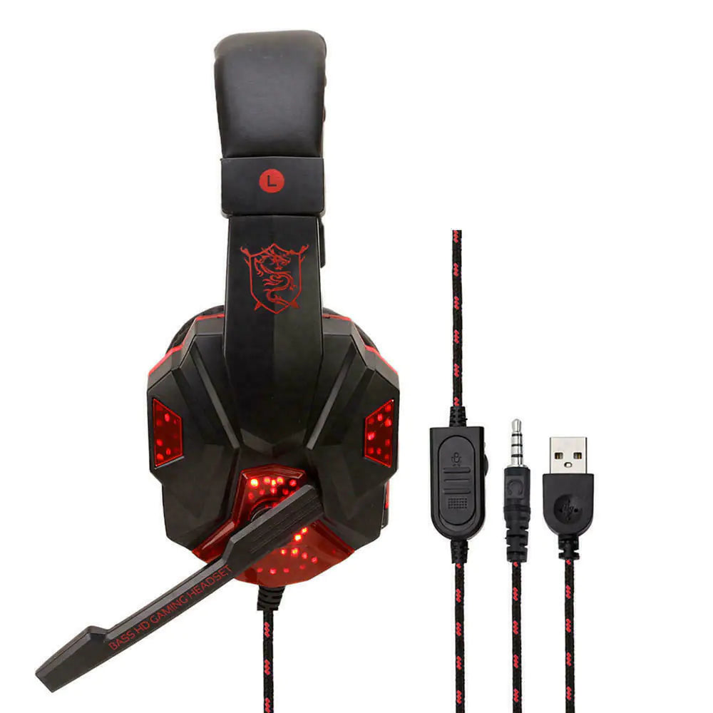 3.5mm Gaming Headset Mic LED Headphones Stereo Bass Surround For PC PS4 Xbox One by Anti Spier