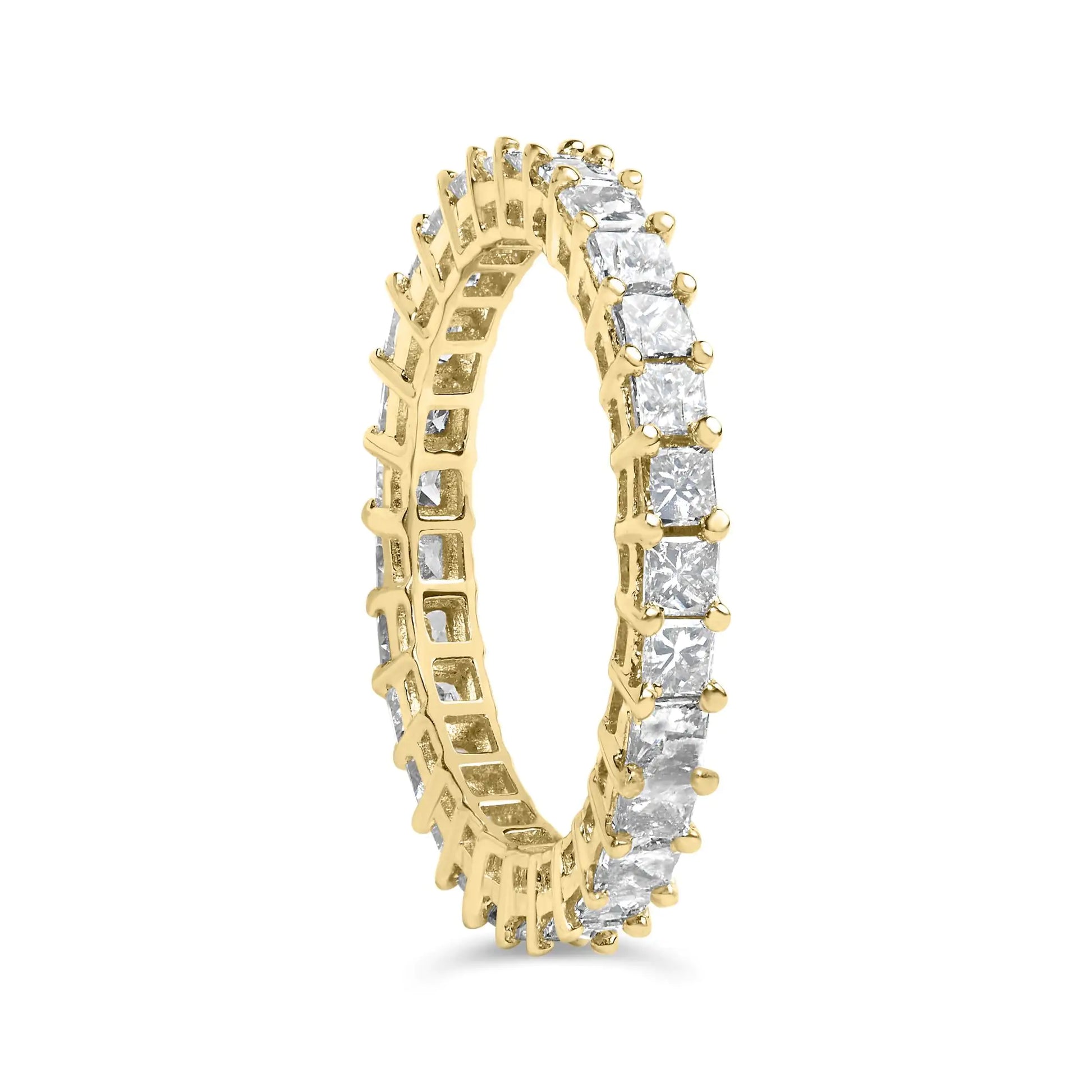 14K Yellow Gold 2.00 Cttw Shared Prong Set Princess Cut Diamond Eternity Band Ring (J-K Color, SI1-SI2 Clarity) - Ring Size 7 by Anti Spier