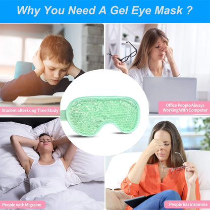 2PCS Gel Eye Mask Reusable Hot Cold Therapy Gel Bead Eye Mask for Puffiness /Dark Circles/Eye Bags /Dry Eyes/Headaches/Migraines/Stress Relief, Cooling Eye Mask Hot/Cold Compress Eye Mask (Green) Green by Anti Spier