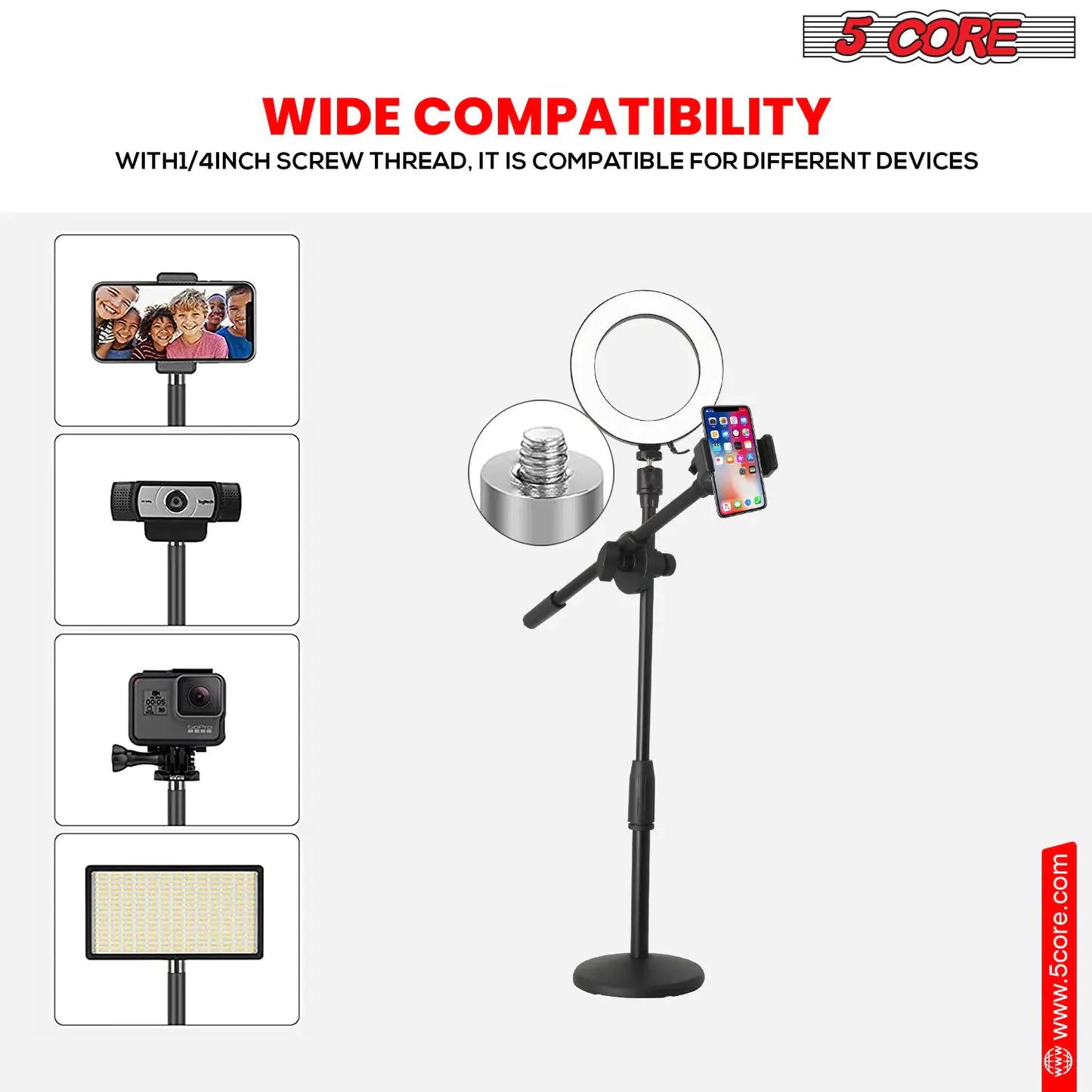 6 inch Ring Light with Cell Phone Stand Adjustable Ring light Angle LED Circle Light w Phone Holder by Anti Spier