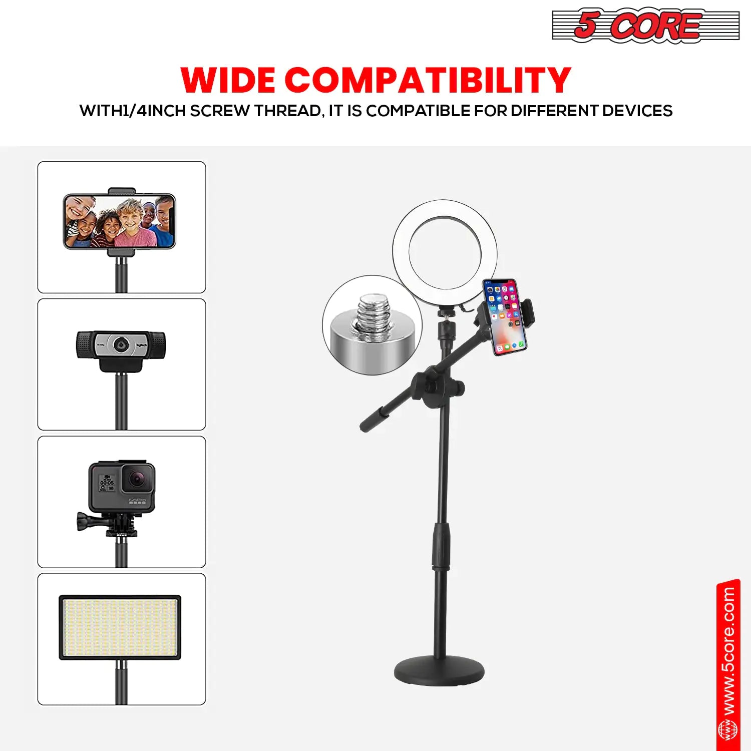 6 inch Ring Light with Cell Phone Stand Adjustable Ring light Angle LED Circle Light w Phone Holder by Anti Spier