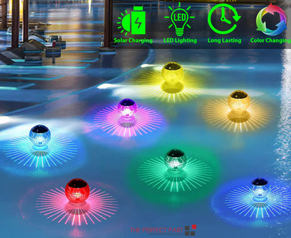 Outdoor Solar LED Floating Light Garden Pond Pool Lamp Rotating RGB Color Change by Anti Spier