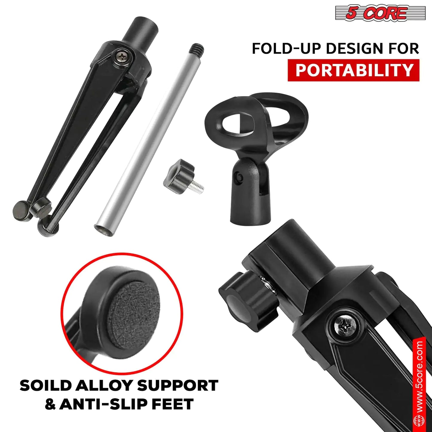 5Core Desktop Mic Stand Tripod Universal Desk Microphone Holder Table Top Stands by Anti Spier