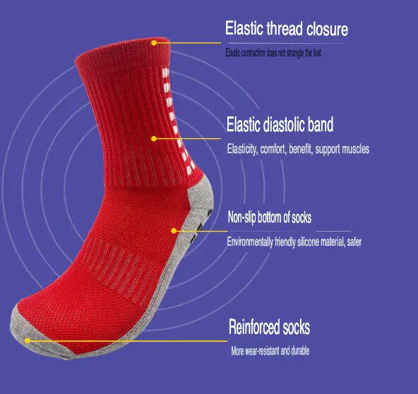 3 Pair Sport Socks Anti Slip W/ Grip Soccer Men Football Basketball Sock Premium by Anti Spier