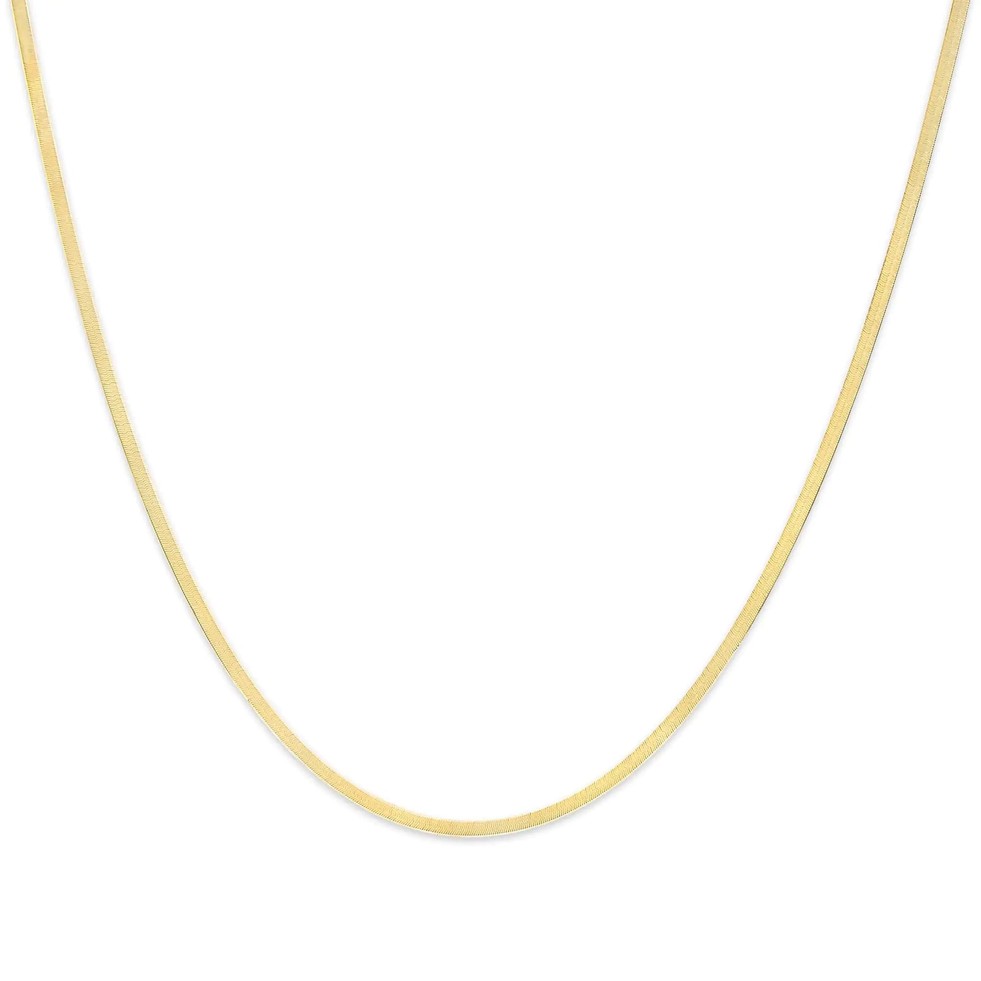 Unisex Solid 14K Gold 2.8mm Imperial Herringbone Chain Necklace by Anti Spier