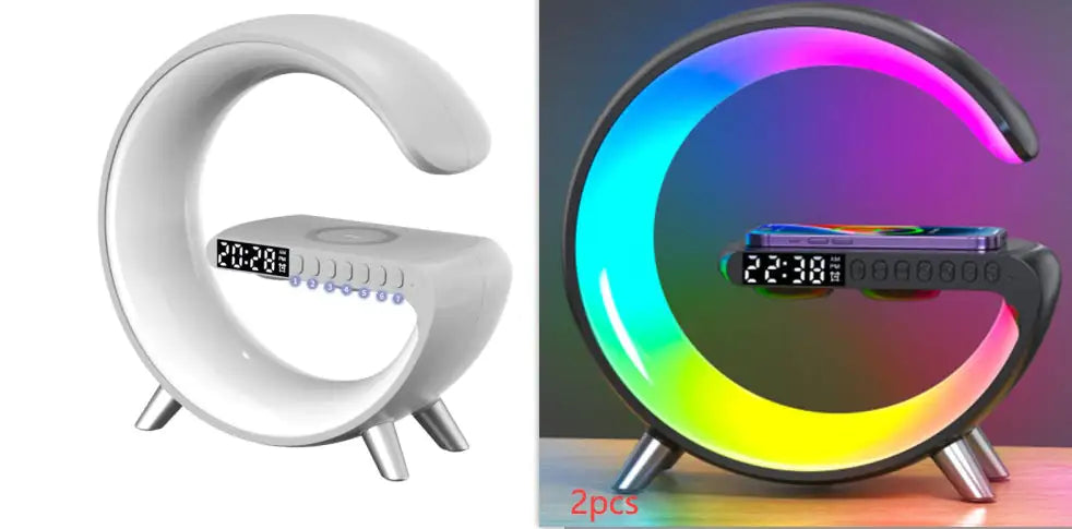 New Intelligent G Shaped LED Lamp Bluetooth Speake Wireless Charger Atmosphere Lamp App Control For Bedroom Home Decor by Anti Spier
