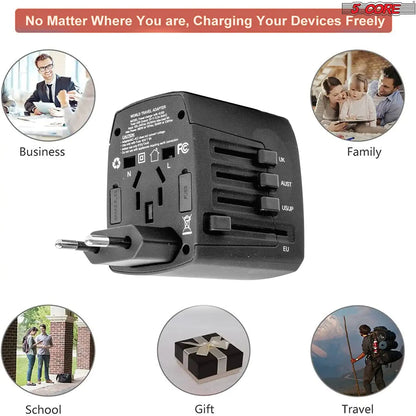 Universal Travel Adapter International Power Adapters 3 Pack Multicharger Plug w 4 USB Ports by Anti Spier