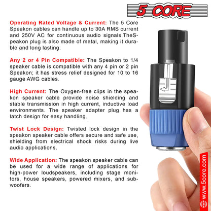 5 Core Speakon Adapter High Quality Audio Jack Male Audio Pin Speaker Adapter Connector by Anti Spier