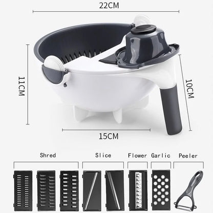 Magic Multifunctional Rotate Vegetable Cutter by Anti Spier