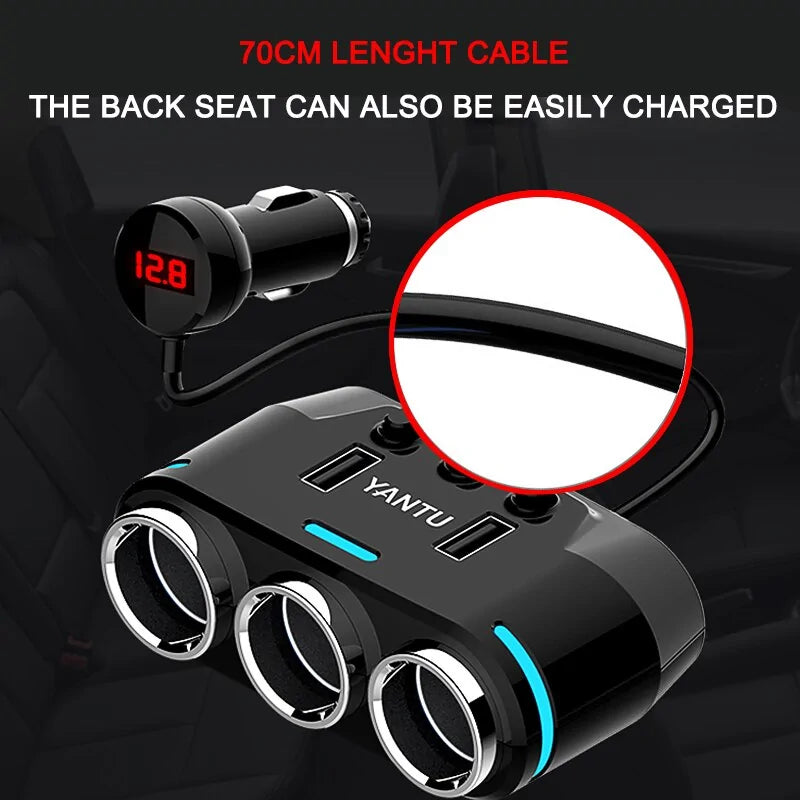 12V-24V Car splitter Cigarette Lighter Socket Plug Dual USB Charger Adapter by Anti Spier