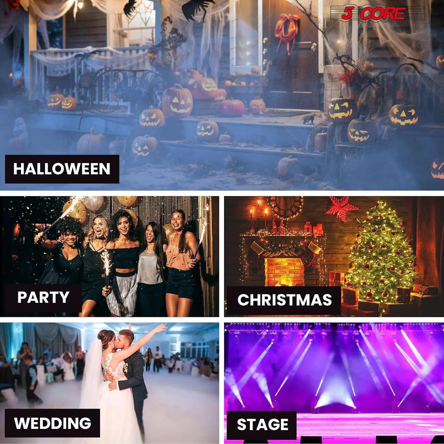 5Core Fog Smoke Machine 1200W Low Lying Indoor Outdoor 1L Fog Maker with LED Lights by Anti Spier