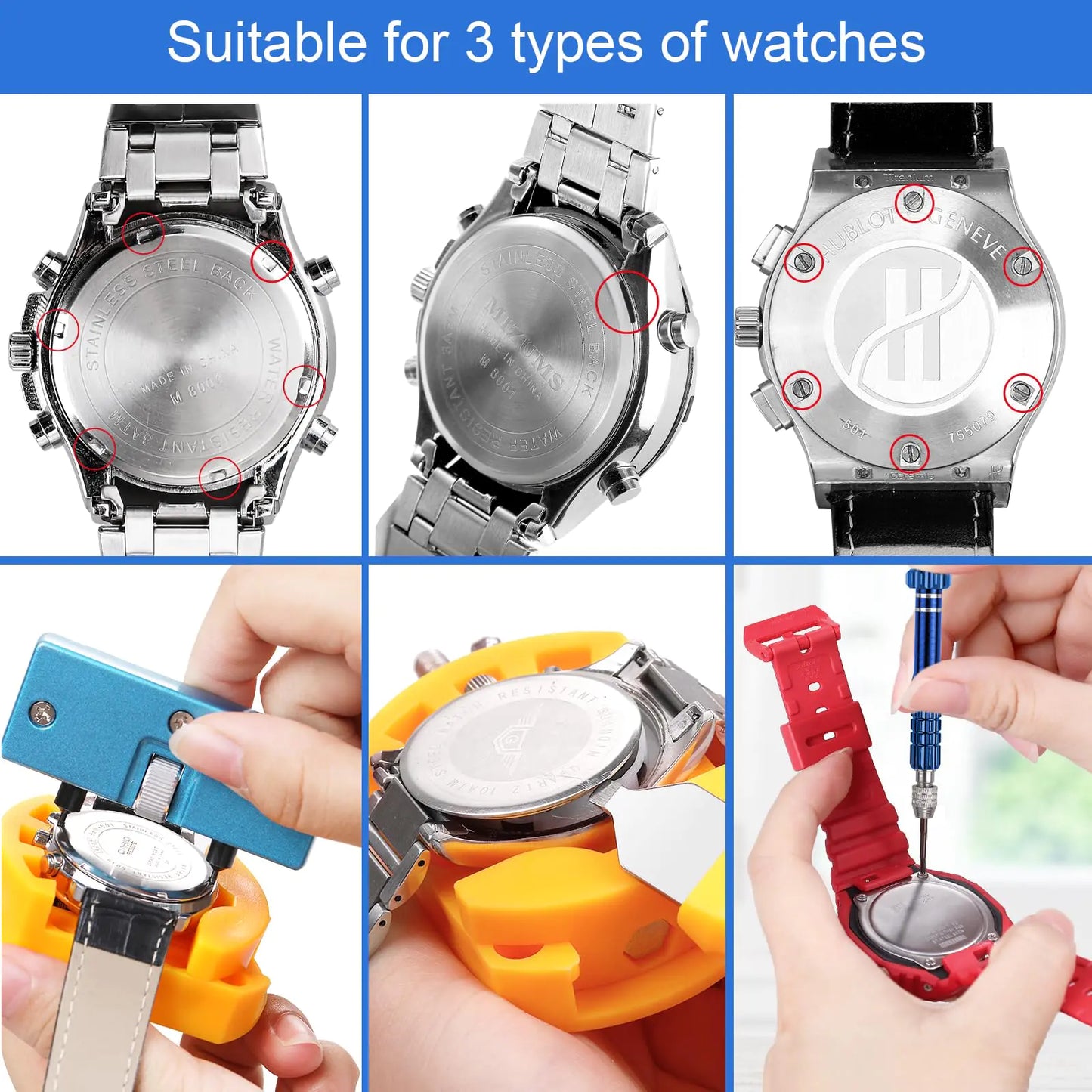 JOREST Watch Repair Kit, for Watch Battery Replacement & Watch Link Removal and Resizing & Watch Opener, Watch Repair Screwdriver Set, Watch Wrench Back Remover, Watch Cleaning, Spring Bar Tool by Anti Spier