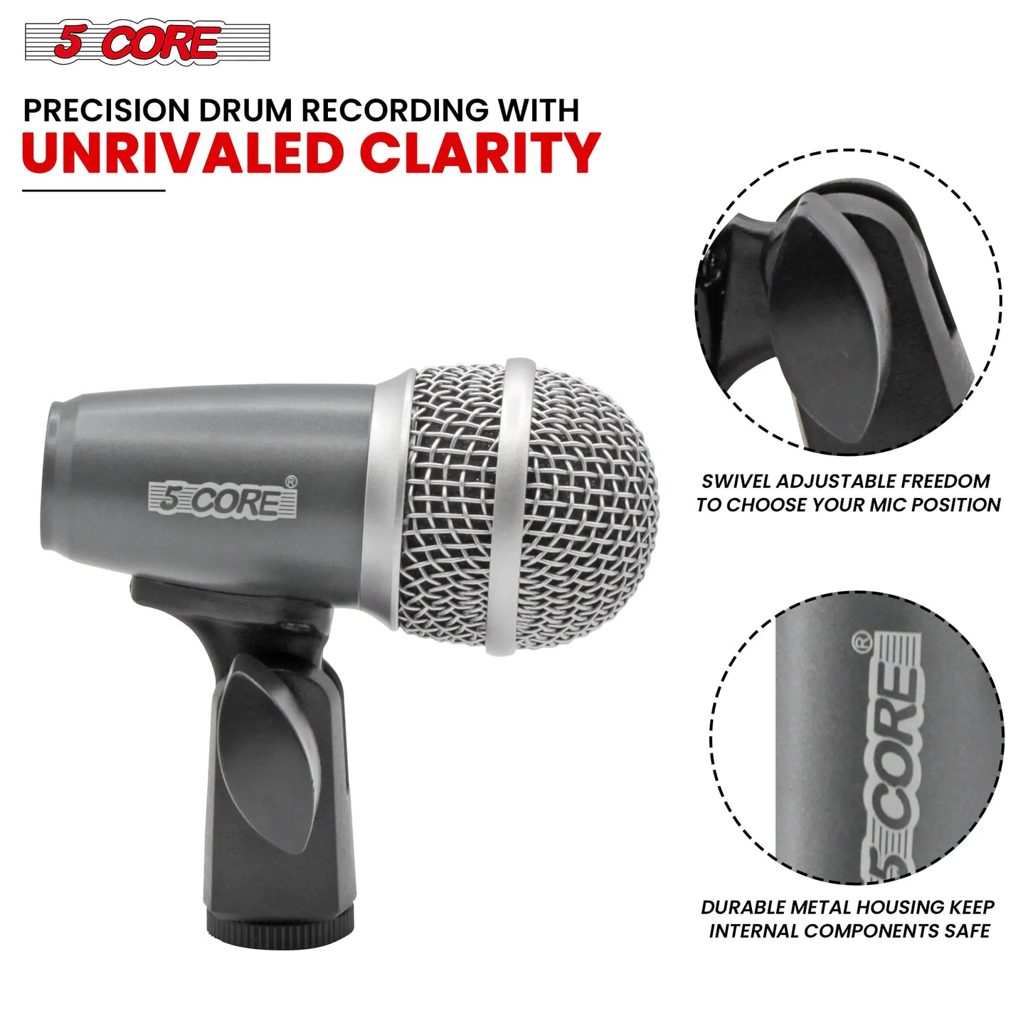 5Core Tabla Microphone Set Uni-Directional XLR Kick Snare Bayan Dayan Instrument Mic by Anti Spier