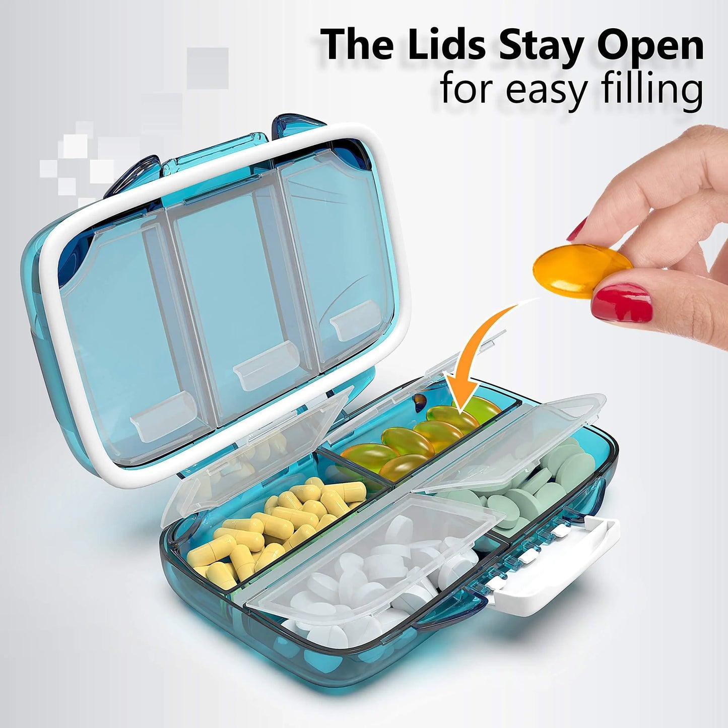 Travel Pill Organizer Moisture Proof Pill Box Daily Medicine 7 Compartments by Anti Spier