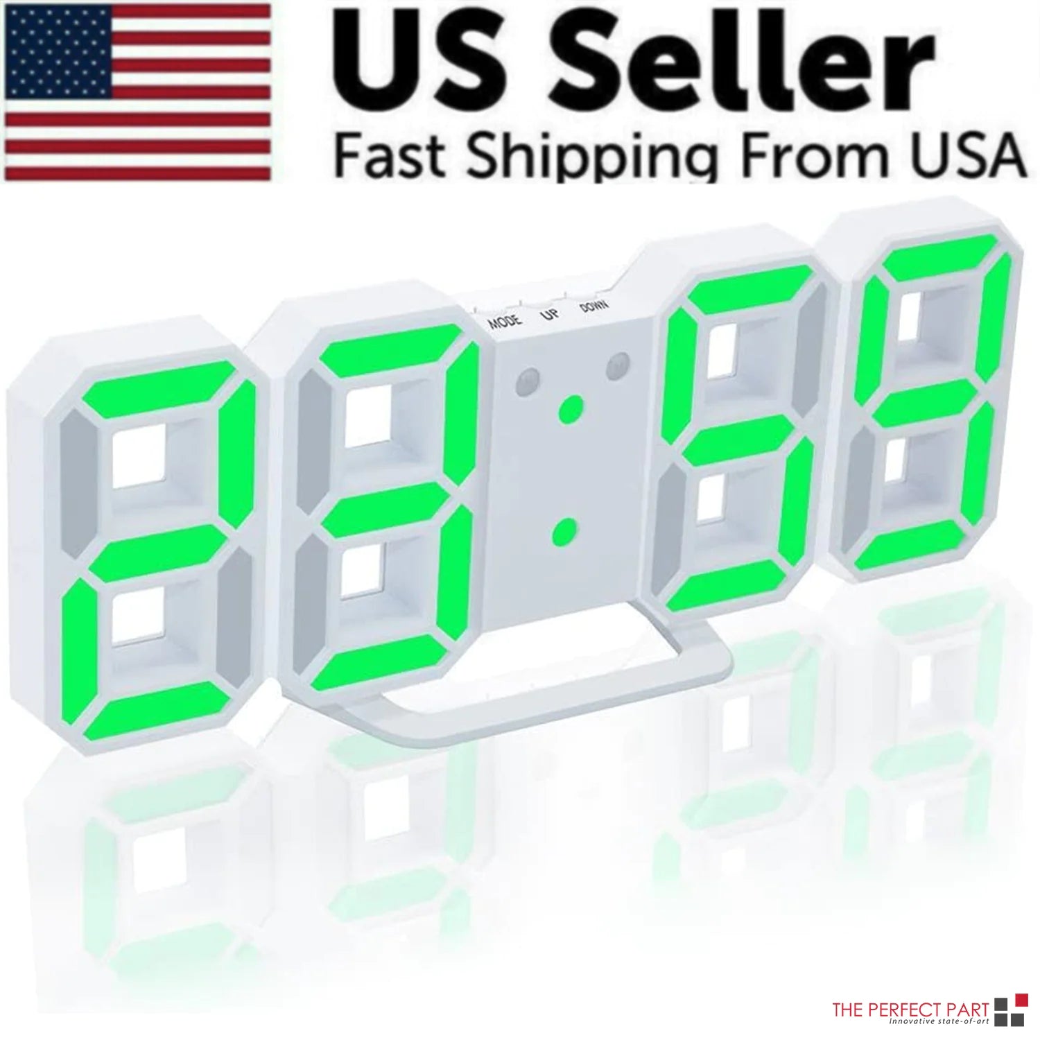 Digital 3D LED Big Wall Desk Alarm Clock Snooze 12/24 Hours Auto Brightness USB by Anti Spier