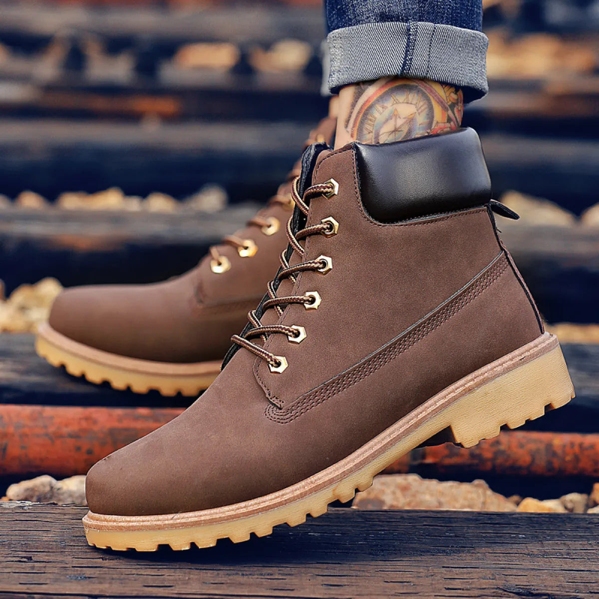 Men's PU Leather High-Top Snow Boots by Anti Spier
