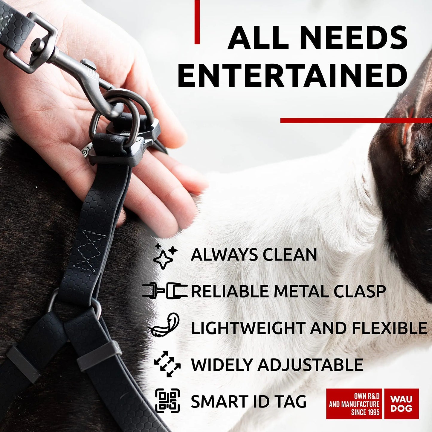 Black Waterproof Dog Harness Adjustable for Small Dogs S Size 1622 inch by Anti Spier