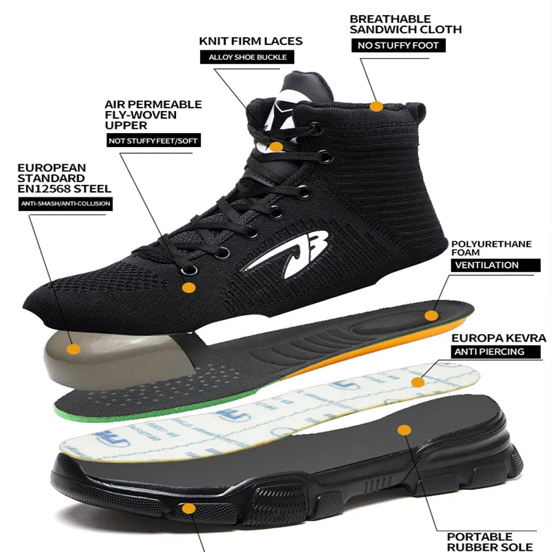Men's Winter Safety Work Boots - Steel Toe Waterproof Insulated Construction Boots by Anti Spier