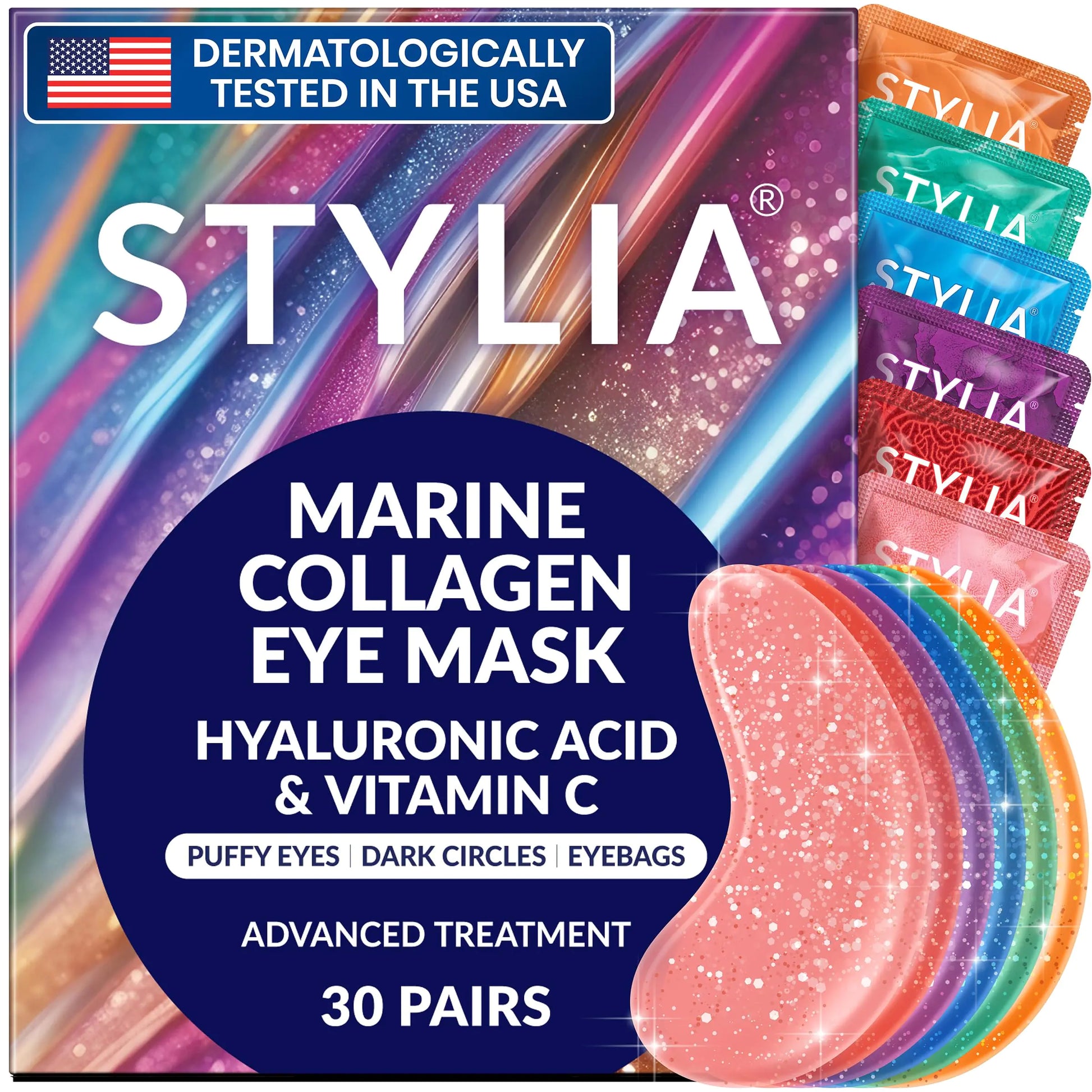 Under Eye Patches for Dark Circles and Puffy Eyes (30 Pairs), Marine Collagen Eye Mask for Puffiness with Vitamin C, Hyaluronic Acid, and Pearl Extract, Eye Gel Pads for Dark Circles and Puffiness 30 Count (Pack of 1) by Anti Spier