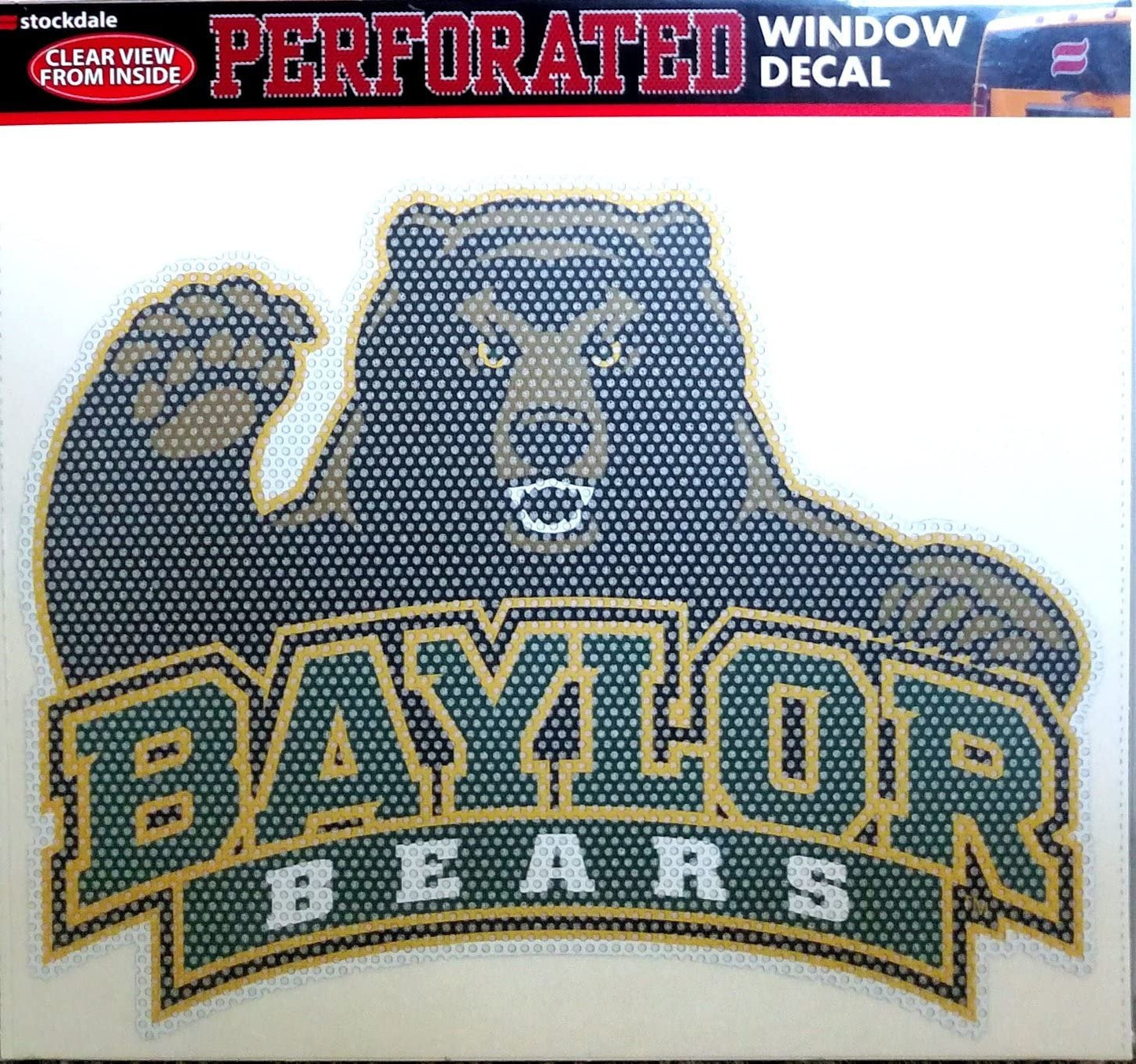 Baylor University Bears 8 Inch Preforated Window Film Decal Sticker, One-Way Vision, Adhesive Backing by Fielders Choice