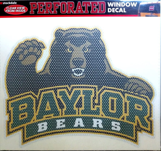 Baylor University Bears 8 Inch Preforated Window Film Decal Sticker, One-Way Vision, Adhesive Backing by Fielders Choice