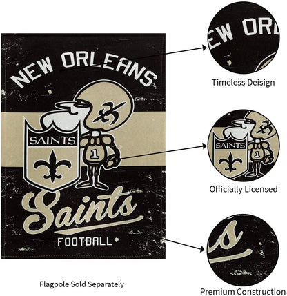 New Orleans Saints Premium House Flag Banner, Double Sided, Retro Vintage Style, Linen, 28x44 Inch by Fielders Choice
