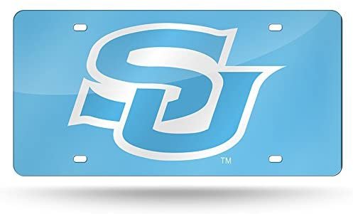 Southern University Jaguars Premium Laser Cut Tag License Plate, Mirrored Acrylic Inlaid, Blue, 12x6 Inch by Fielders Choice