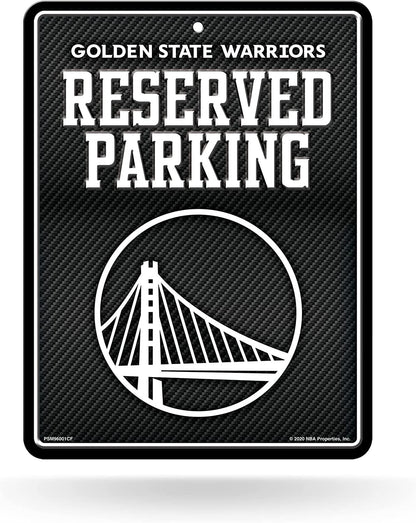 Golden State Warriors Metal Parking Novelty Wall Sign 8.5 x 11 Inch Carbon Fiber Design by Fielders Choice