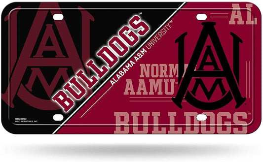 Alabama A&M University Bulldogs Metal Auto Tag License Plate, Split Design, 6x12 Inch by Fielders Choice