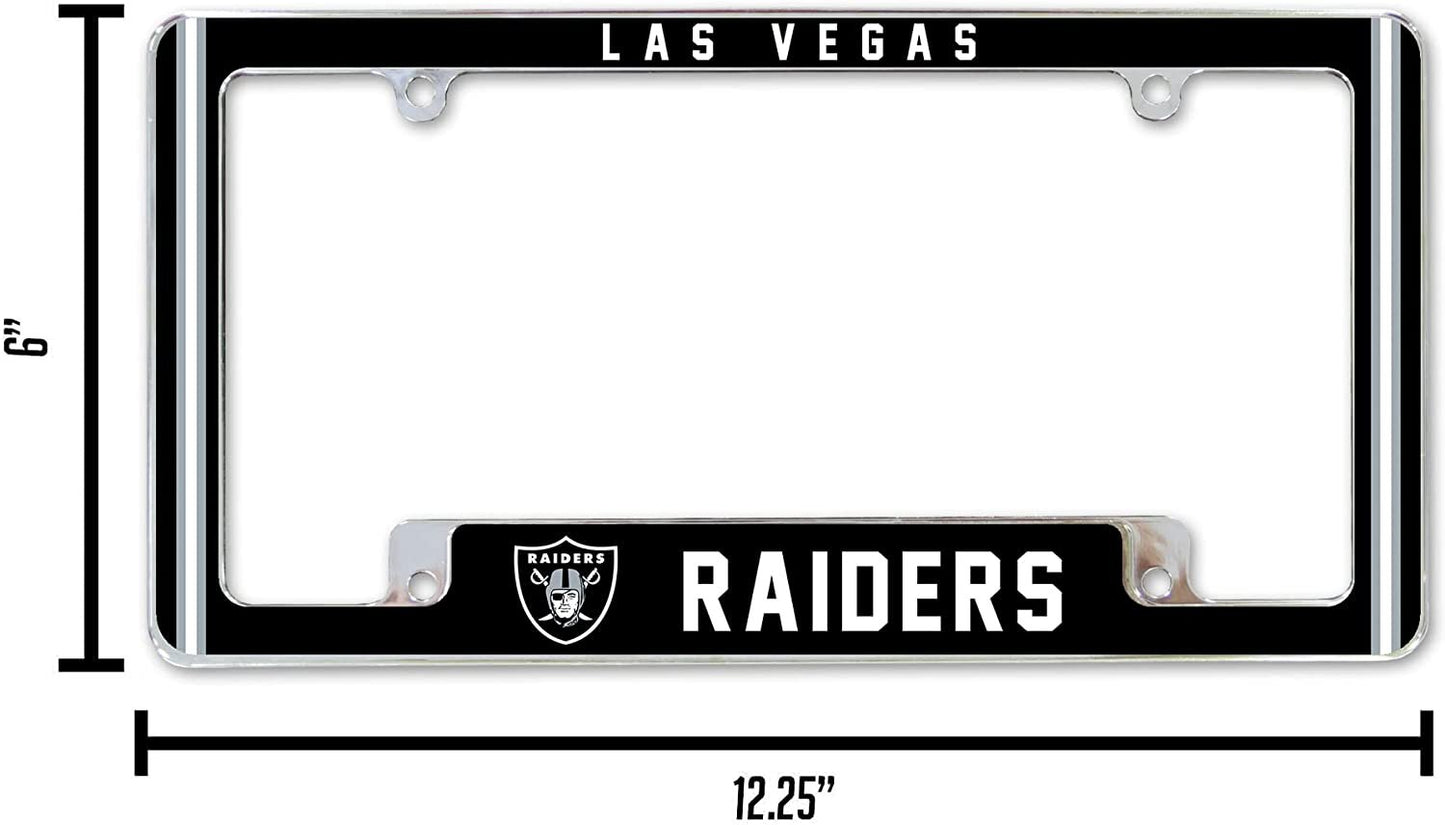Las Vegas Raiders Metal License Plate Frame Chrome Tag Cover Alternate Design 6x12 Inch by Fielders Choice