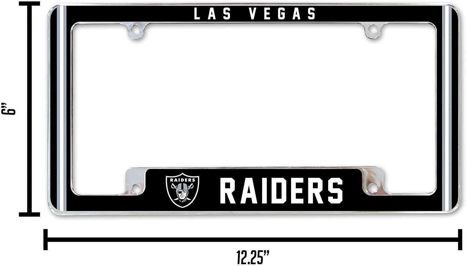 Las Vegas Raiders Metal License Plate Frame Chrome Tag Cover Alternate Design 6x12 Inch by Fielders Choice