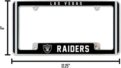 Las Vegas Raiders Metal License Plate Frame Chrome Tag Cover Alternate Design 6x12 Inch by Fielders Choice