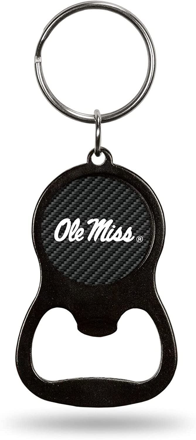 University of Mississippi Ole Miss Rebels Premium Solid Metal Keychain Bottle Opener, Carbon Fiber Design by Fielders Choice