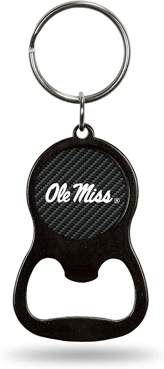 University of Mississippi Ole Miss Rebels Premium Solid Metal Keychain Bottle Opener, Carbon Fiber Design by Fielders Choice