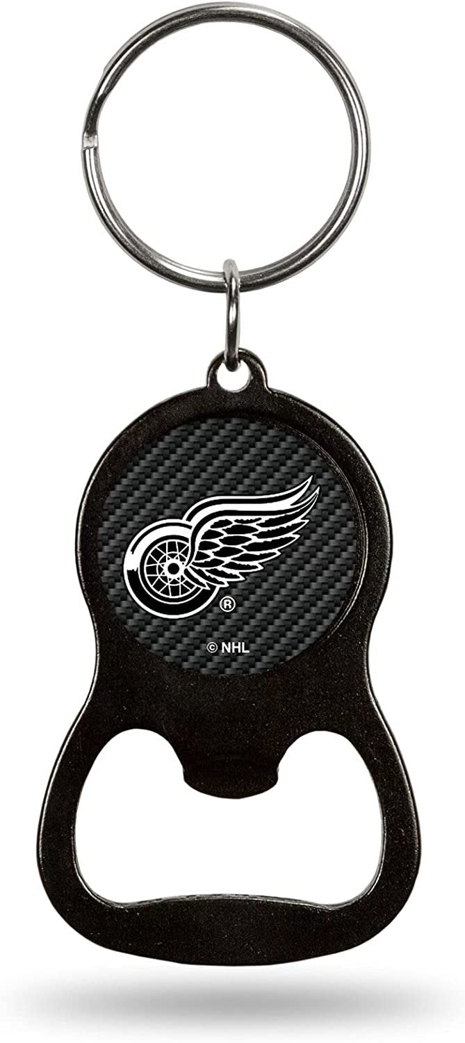 Detroit Red Wings Metal Keychain Bottle Opener, Carbon Fiber Design by Fielders Choice