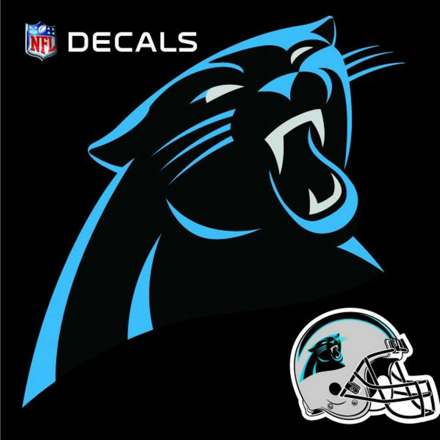 Carolina Panthers 8 Inch Logo Decal Sticker with Bonus Decal Flat Vinyl Auto Home by Fielders Choice