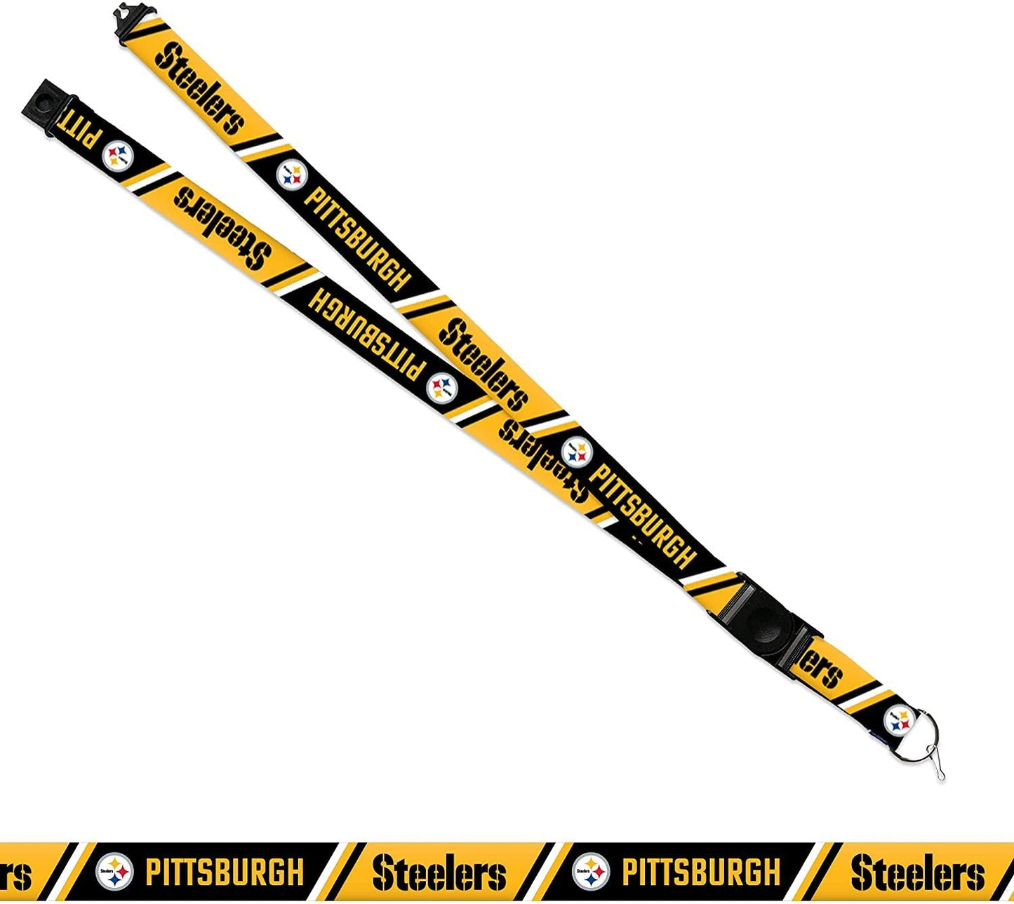Pittsburgh Steelers Lanyard Keychain Double Sided Breakaway Safety Design Adult 18 Inch by Fielders Choice