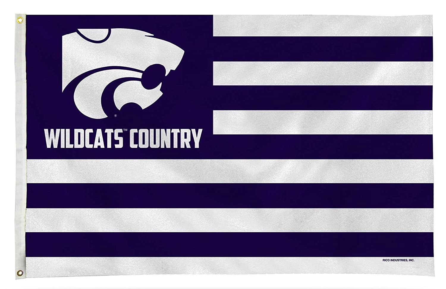 Kansas State University Wildcats Premium 3x5 Feet Flag Banner, Stripes Design, Metal Grommets, Outdoor Use, Single Sided by Fielders Choice