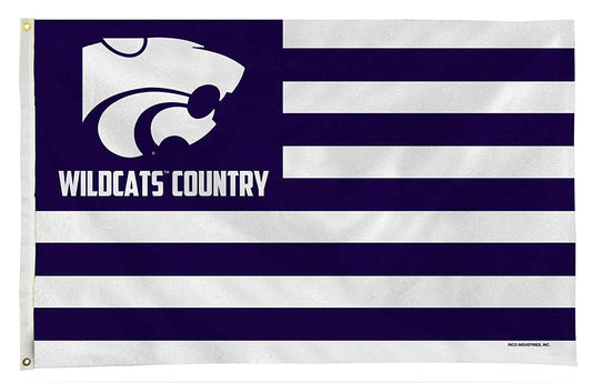 Kansas State University Wildcats Premium 3x5 Feet Flag Banner, Stripes Design, Metal Grommets, Outdoor Use, Single Sided by Fielders Choice