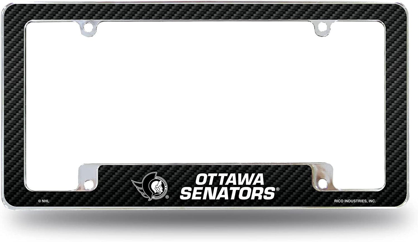 Ottawa Senators Metal License Plate Frame Chrome Tag Cover Carbon Fiber Design 6x12 Inch by Fielders Choice