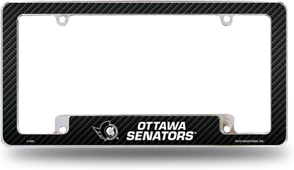 Ottawa Senators Metal License Plate Frame Chrome Tag Cover Carbon Fiber Design 6x12 Inch by Fielders Choice