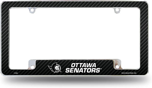 Ottawa Senators Metal License Plate Frame Chrome Tag Cover Carbon Fiber Design 6x12 Inch by Fielders Choice